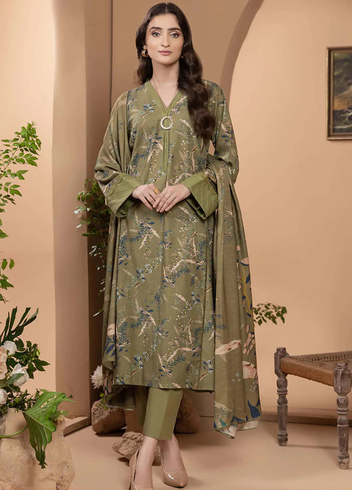Zara By Humdum Printed Khaddar Suit Unstitched 3 Piece HD24ZK D-10 - Winter Collection