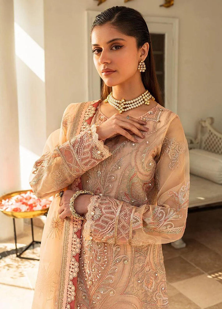 Zara By Shurooq Embroidered Organza Suits Unstitched 4 Piece SHQ23Z Mushkpuri - Premium Collection