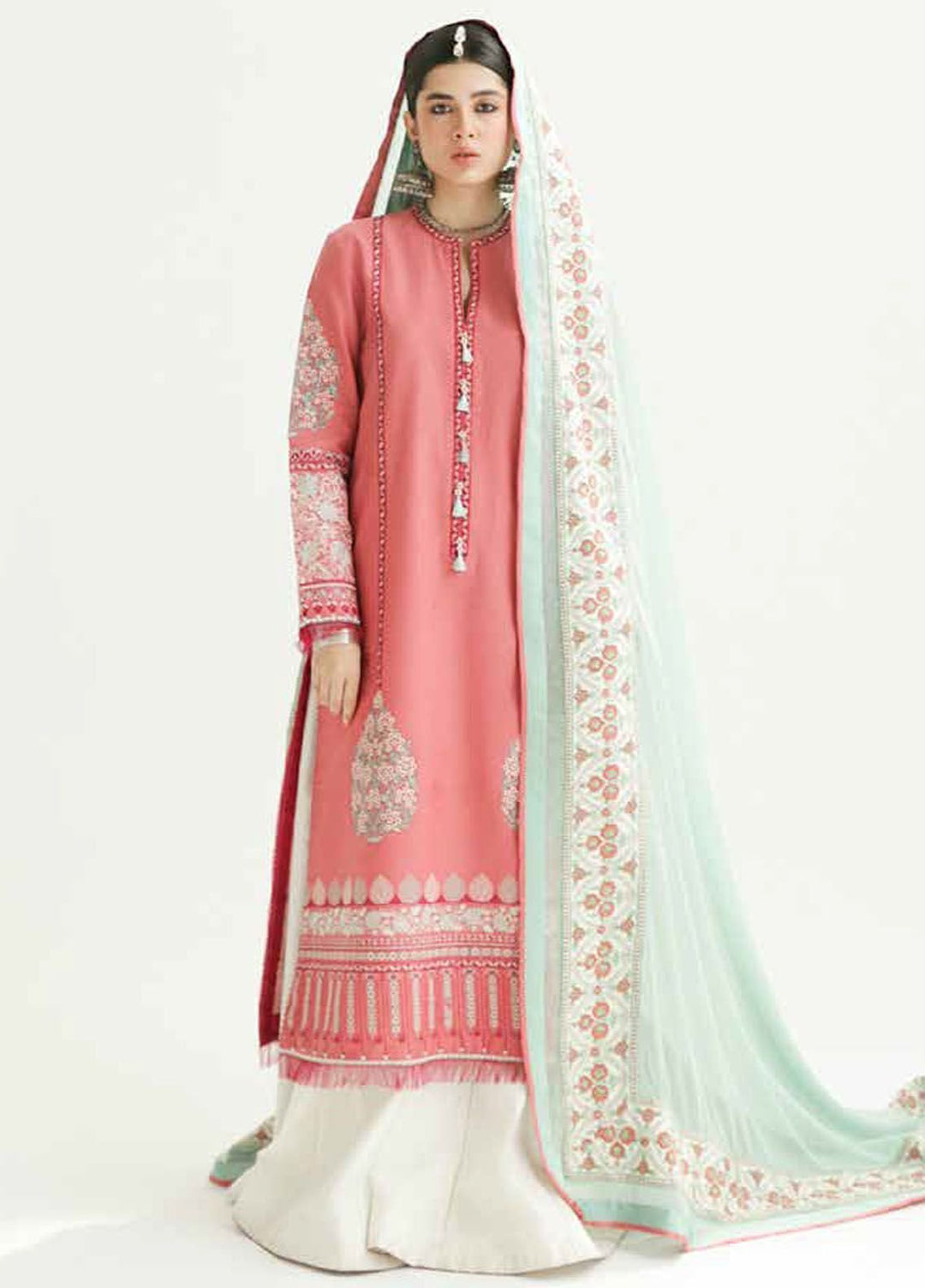 Zara Shahjahan Embroidered Jacquard Suits Unstitched 3 Piece ZS24SS D-10B Sandal - Summer Collection