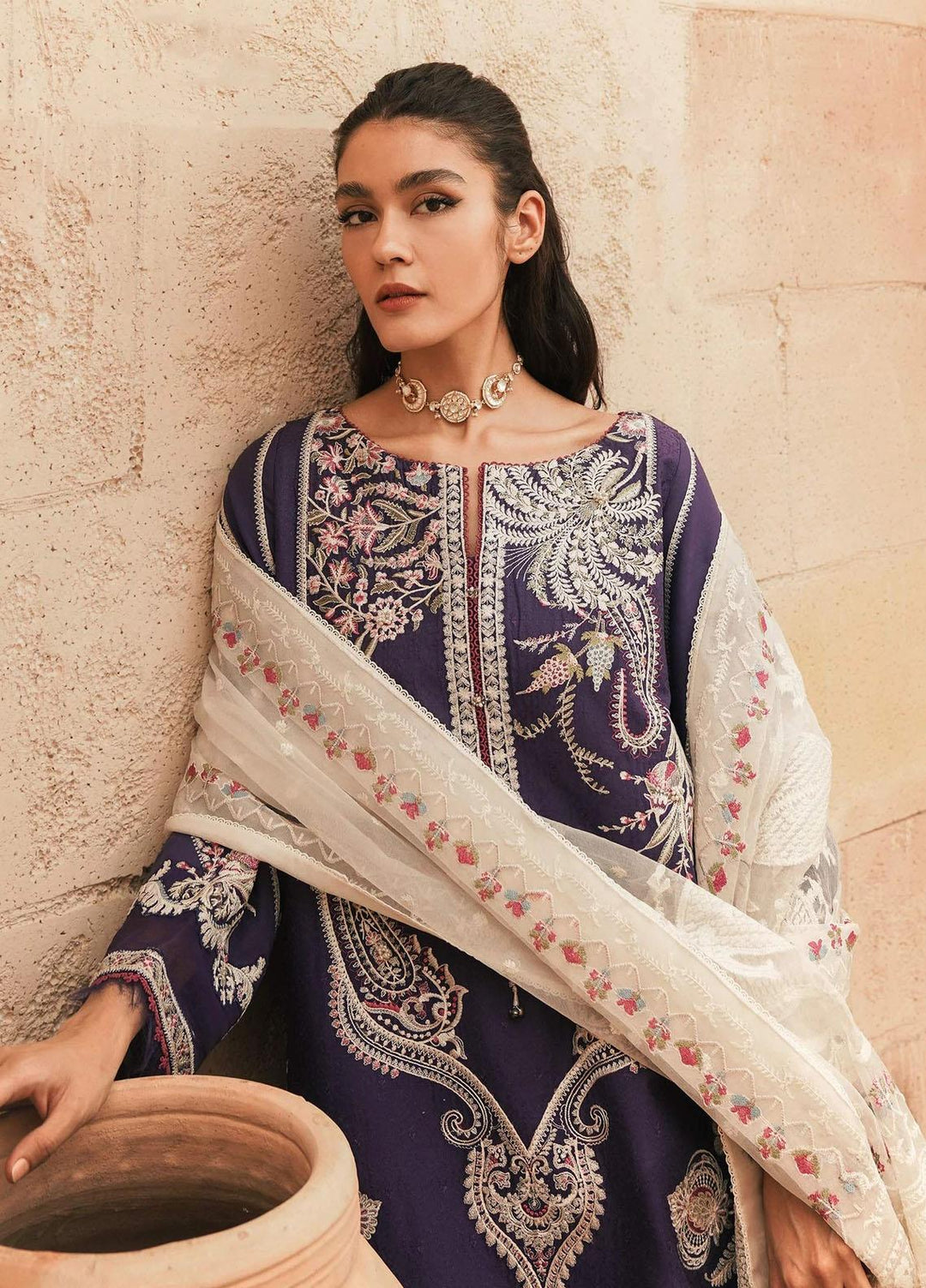 Zara Shahjahan Embroidered Lawn Suits Unstitched 3 Piece ZS22L DINA - Luxury Collection