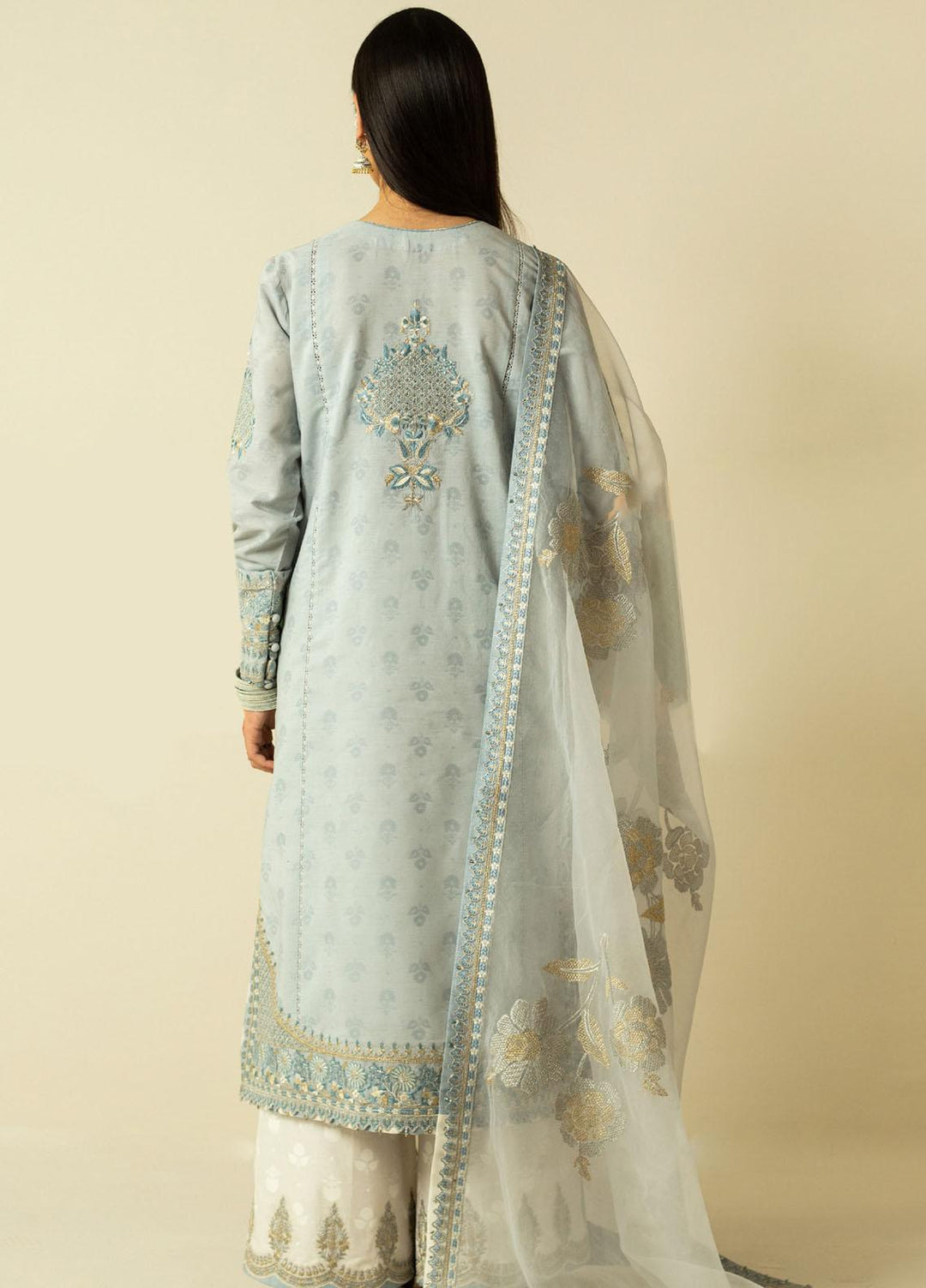 Zara Shahjahan Embroidered  Suits Unstitched 3 Piece ZS23SL-V2 D-01 - Summer Collection