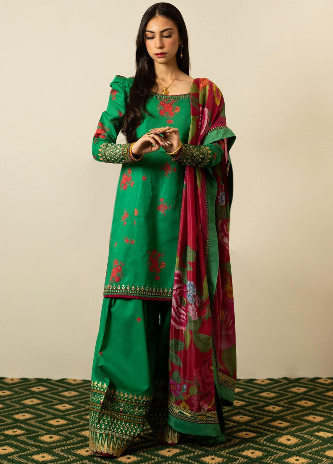 Zara Shahjahan Embroidered  Suits Unstitched 3 Piece ZS23SL-V2 D-07 - Summer Collection