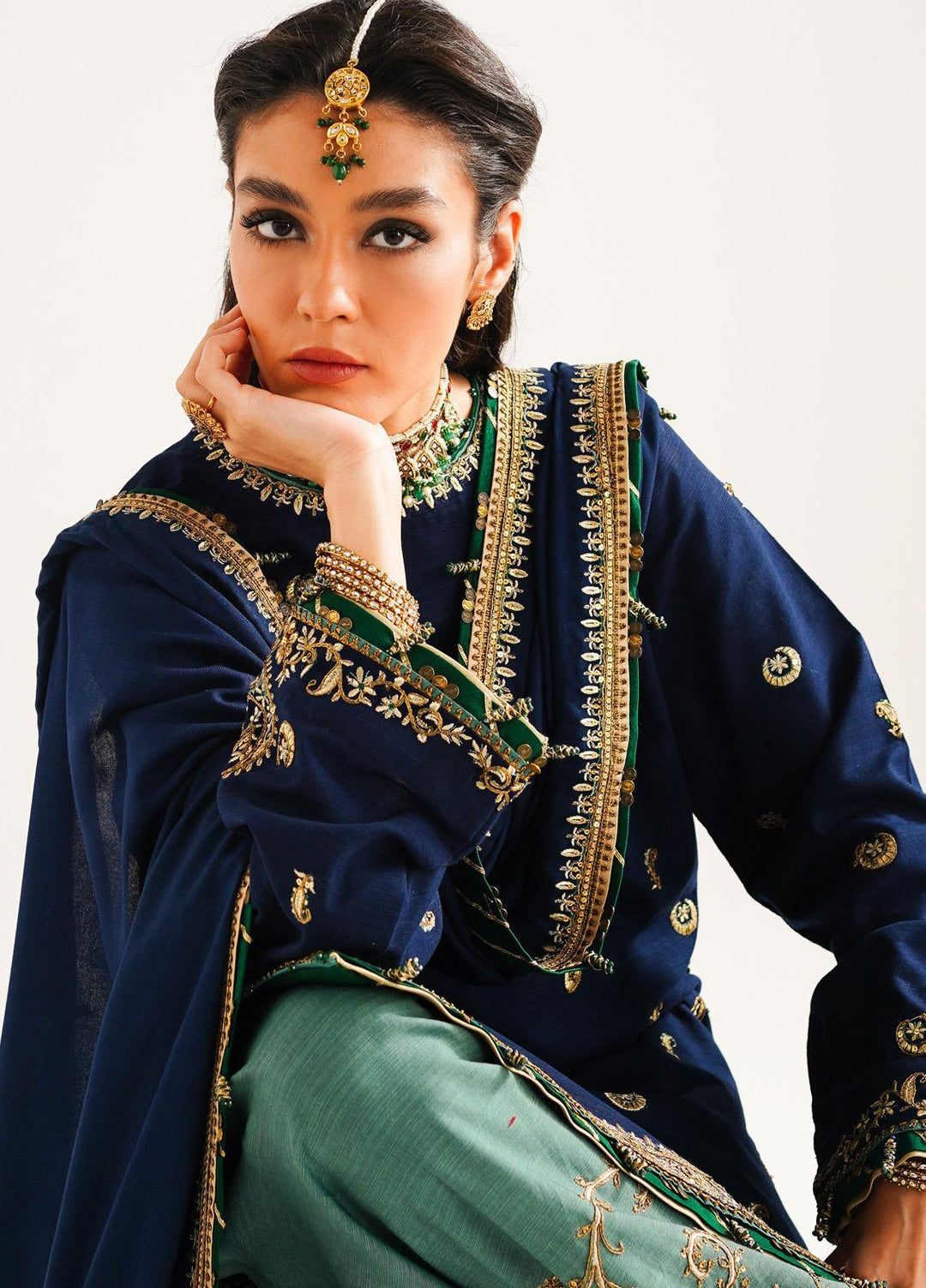 Zara Shahjahan Embroidered Khaddar Suits Unstitched 3 Piece ZS23WL D1 - Winter Luxury Collection