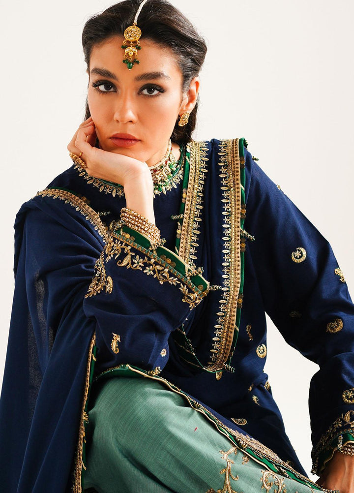 Zara Shahjahan Embroidered Khaddar Suits Unstitched 3 Piece ZS23WL D1 - Winter Luxury Collection