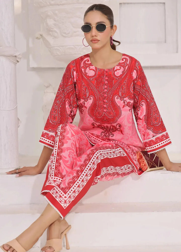 Zara Yamin Pret Printed Cotton Silk 2 Piece Suit Pink Reverie