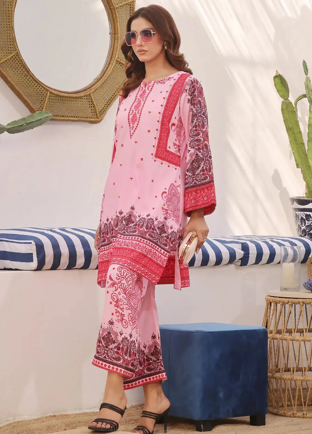 Zara Yamin Pret Printed Cotton Silk 2 Piece Suit Rosette