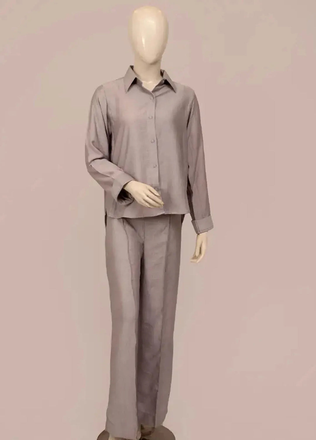 Zarah and Sarah Pret Solid Cotton 2 Piece Suit grey Co-ord