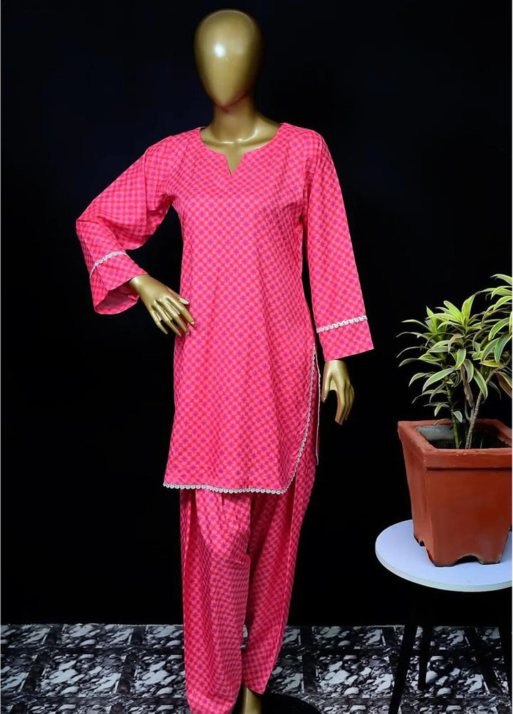 Zarah and Sarah Printed poly grip Suit Unstitched 2 Piece ZS24UC Mannequin Marvel - Casual Collection