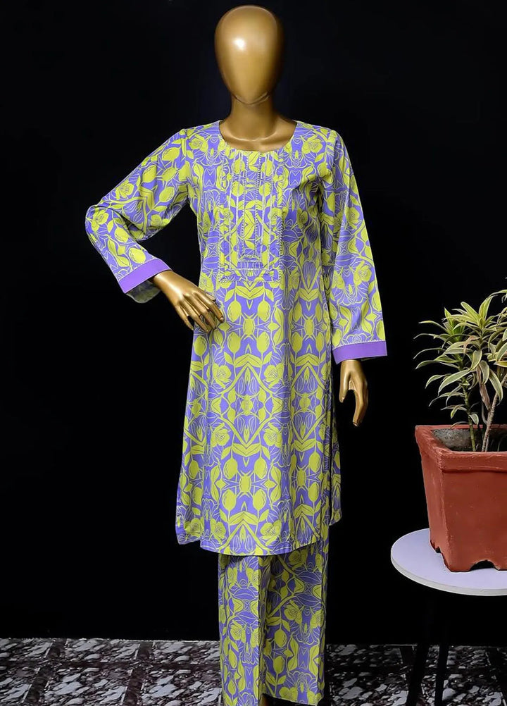 Zarah and Sarah Printed poly grip Suit Unstitched 2 Piece ZS24UC Mystic Orchid Dream - Casual Collection