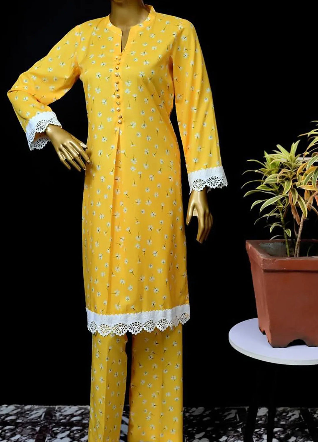 Zarah and Sarah Printed poly grip Suit Unstitched 2 Piece ZS24UC zesty sunset - Casual Collection