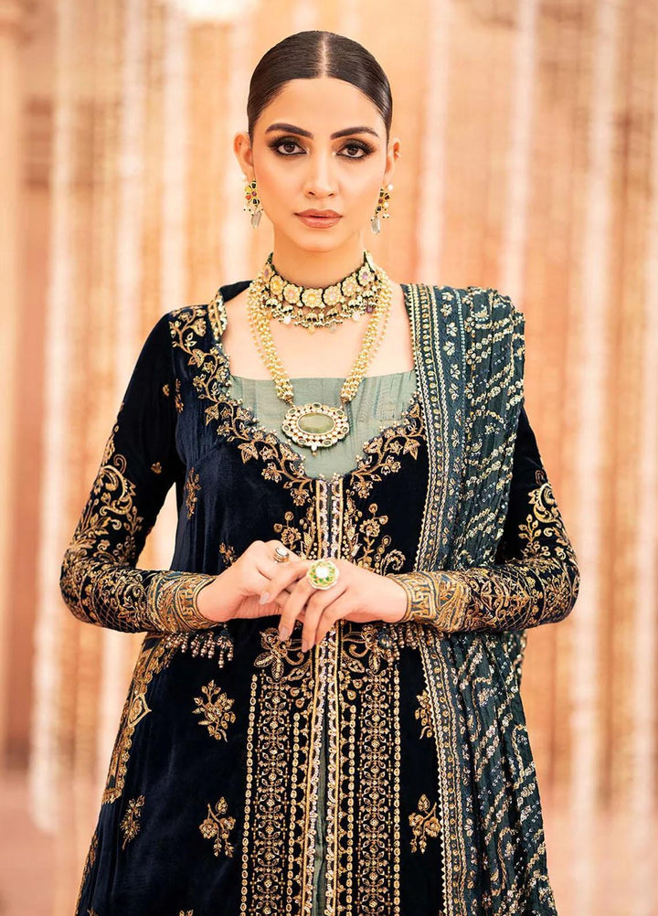 Zardozi By AIK Atelier Embroidered Velvet Suits Unstitched 3 Piece AIK23Z Look 01 - Premium Collection