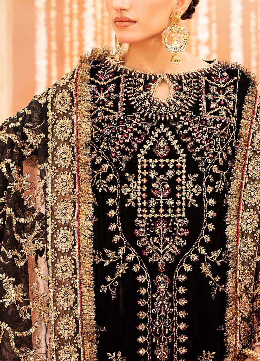 Zardozi By AIK Atelier Embroidered Velvet Suits Unstitched 3 Piece AIK23Z Look 02 - Premium Collection