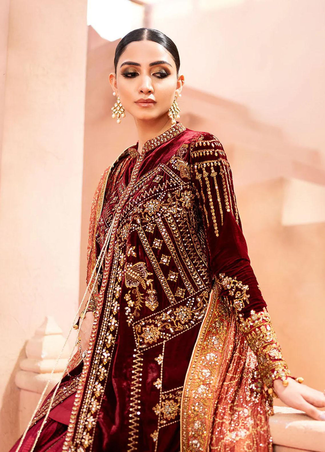 Zardozi By AIK Atelier Embroidered Velvet Suits Unstitched 3 Piece AIK23Z Look 03 - Premium Collection