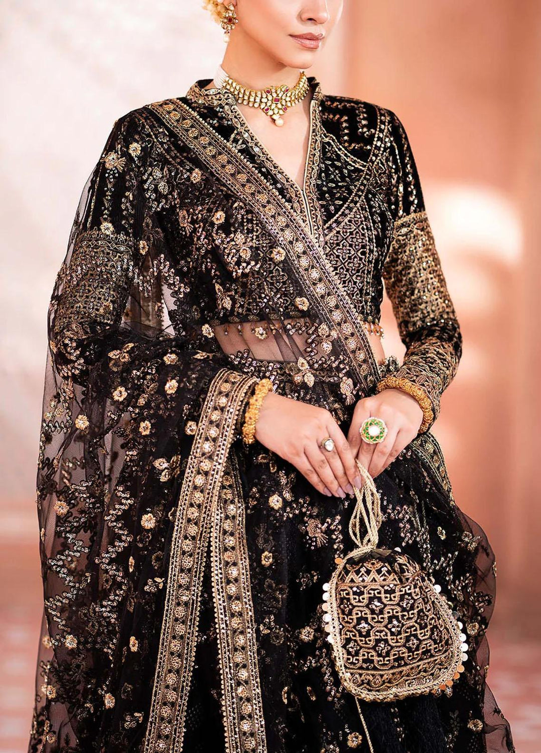 Zardozi By AIK Atelier Embroidered Velvet Suits Unstitched 3 Piece AIK23Z Look 04 - Premium Collection