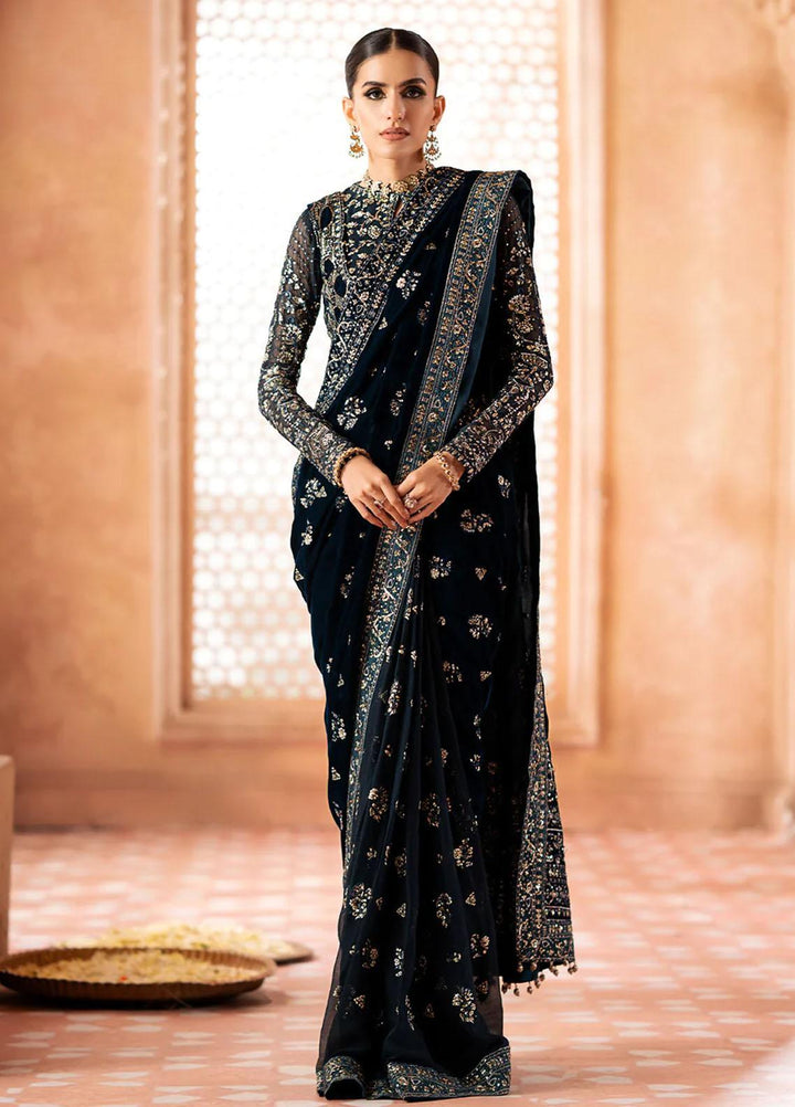 Zardozi By AIK Atelier Embroidered Velvet  Unstitched Saree AIK23Z Look 06 - Premium Collection