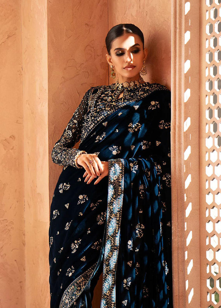 Zardozi By AIK Atelier Embroidered Velvet  Unstitched Saree AIK23Z Look 06 - Premium Collection