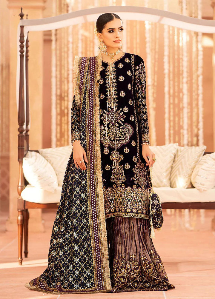 Zardozi By AIK Atelier Embroidered Velvet Suits Unstitched 3 Piece AIK23Z Look 09 - Premium Collection