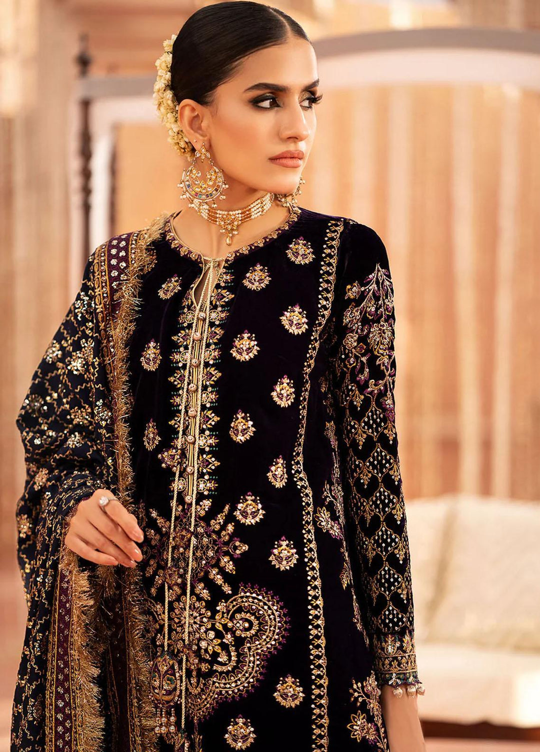 Zardozi By AIK Atelier Embroidered Velvet Suits Unstitched 3 Piece AIK23Z Look 09 - Premium Collection
