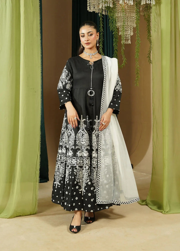 Zaren Pret Embroidered Chambray 3 Piece Suit 3004-K.NT-BLK