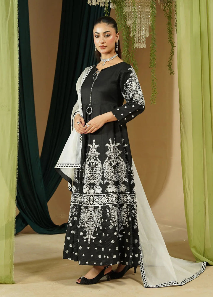 Zaren Pret Embroidered Chambray 3 Piece Suit 3004-K.NT-BLK