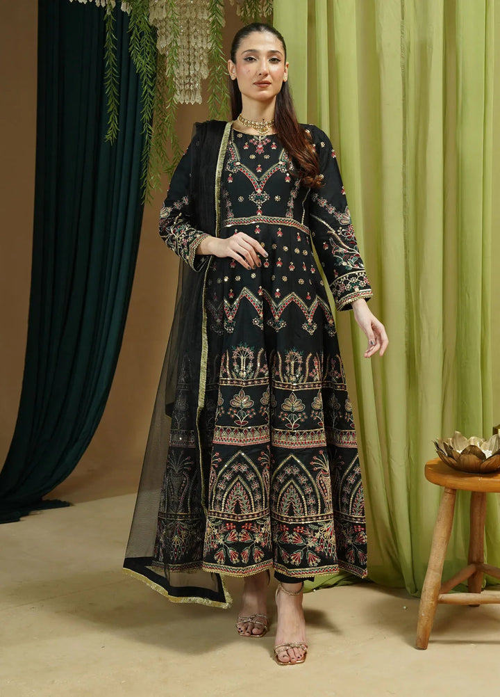 Zaren Pret Embroidered Chambray 3 Piece Suit 4141-K.NT-BLK