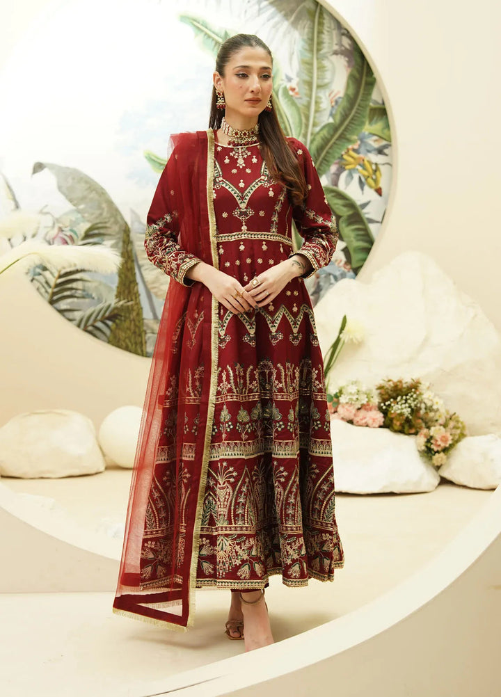 Zaren Pret Embroidered Chambray 3 Piece Suit 4141-K.NT-MRN