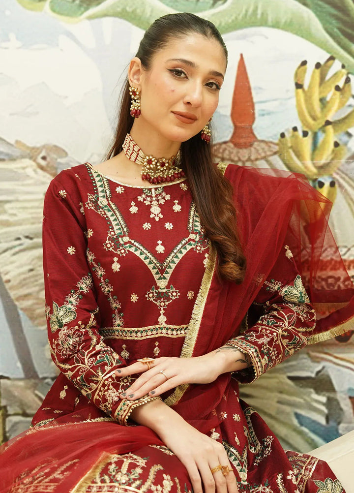 Zaren Pret Embroidered Chambray 3 Piece Suit 4141-K.NT-MRN