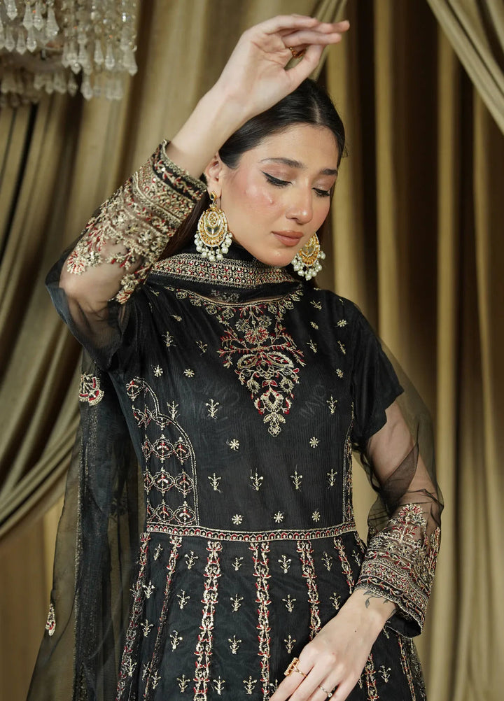 Zaren Pret Embroidered Net 3 Piece Suit 4143-NT-BLK