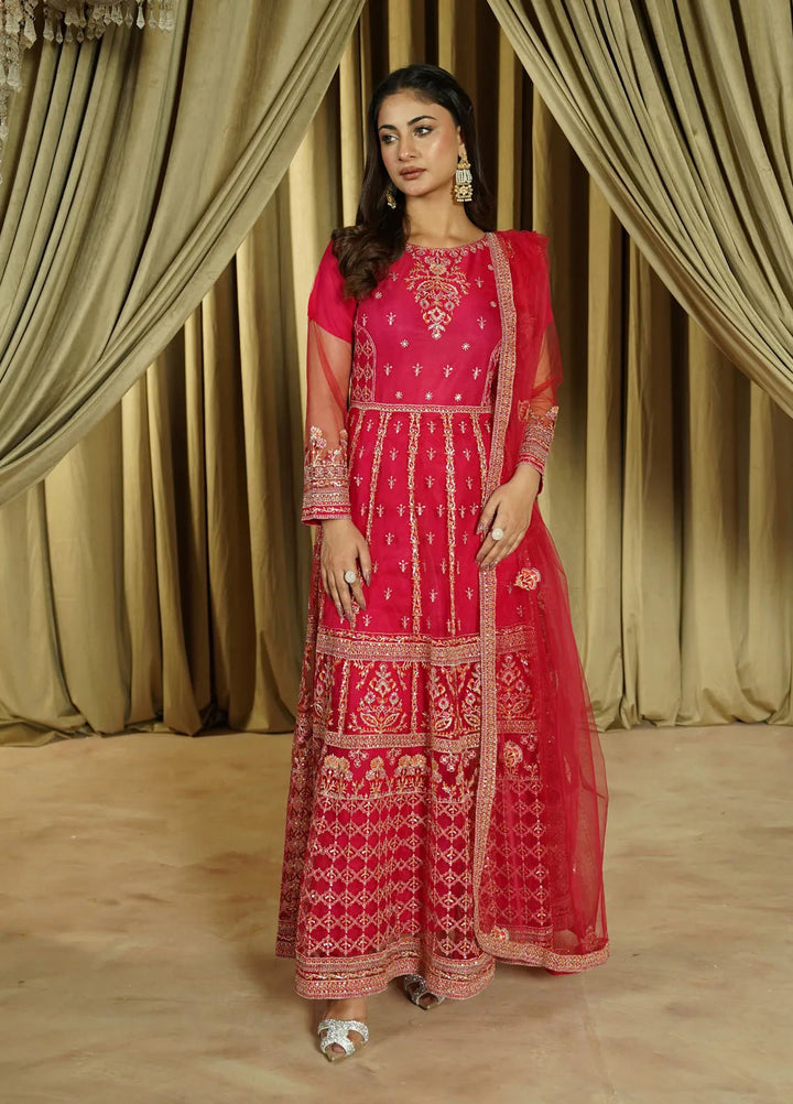 Zaren Pret Embroidered Net 3 Piece Suit 4143-NT-PNK