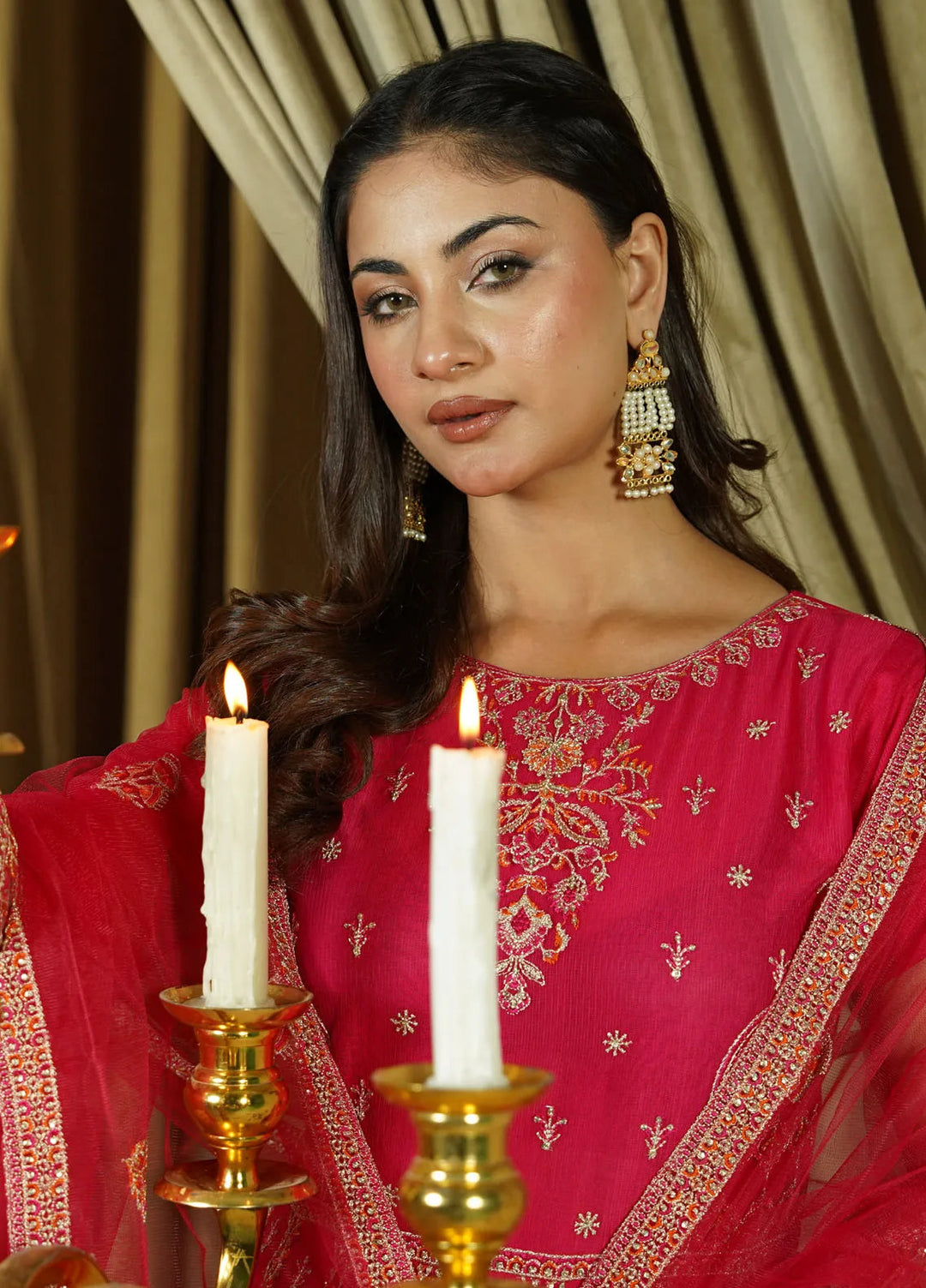 Zaren Pret Embroidered Net 3 Piece Suit 4143-NT-PNK