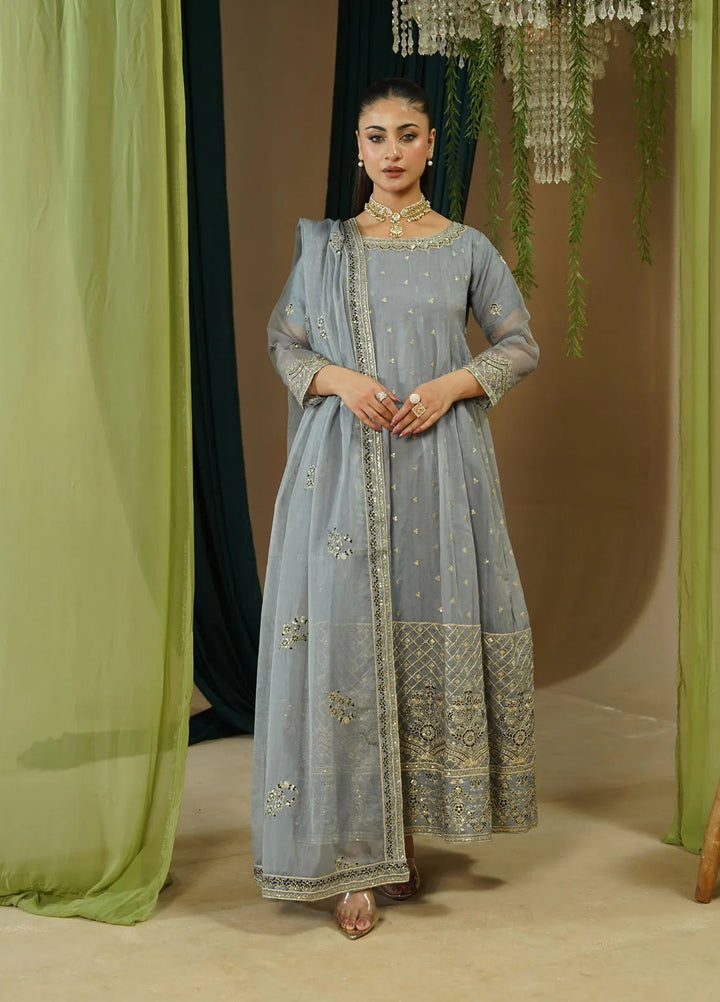 Zaren Pret Embroidered Organza 3 Piece Suit 3008-B.NT-GRY