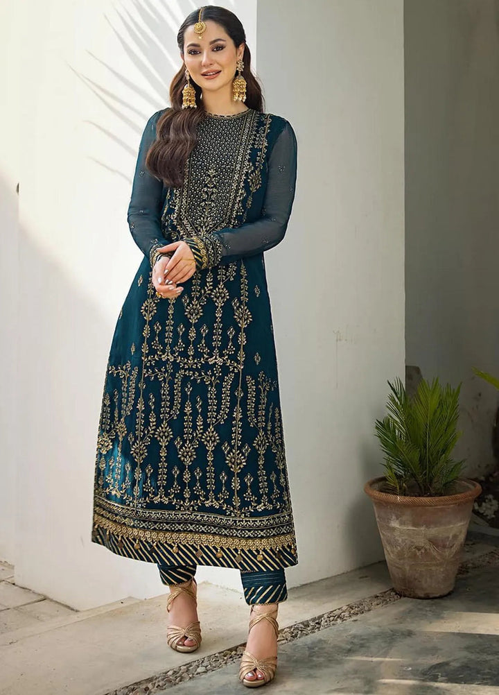 Zari Sitara By Asim Jofa Embroidered Chiffon Kurti Unstitched AJ23ZS AJZS-08 - Luxury Eid Collection