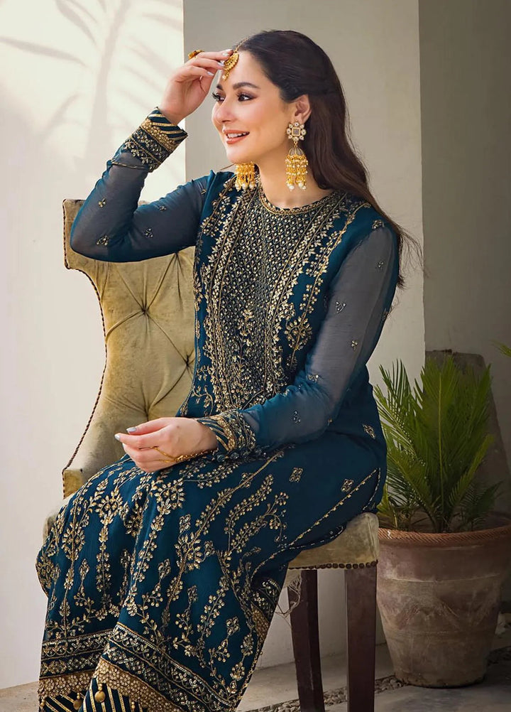 Zari Sitara By Asim Jofa Embroidered Chiffon Kurti Unstitched AJ23ZS AJZS-08 - Luxury Eid Collection