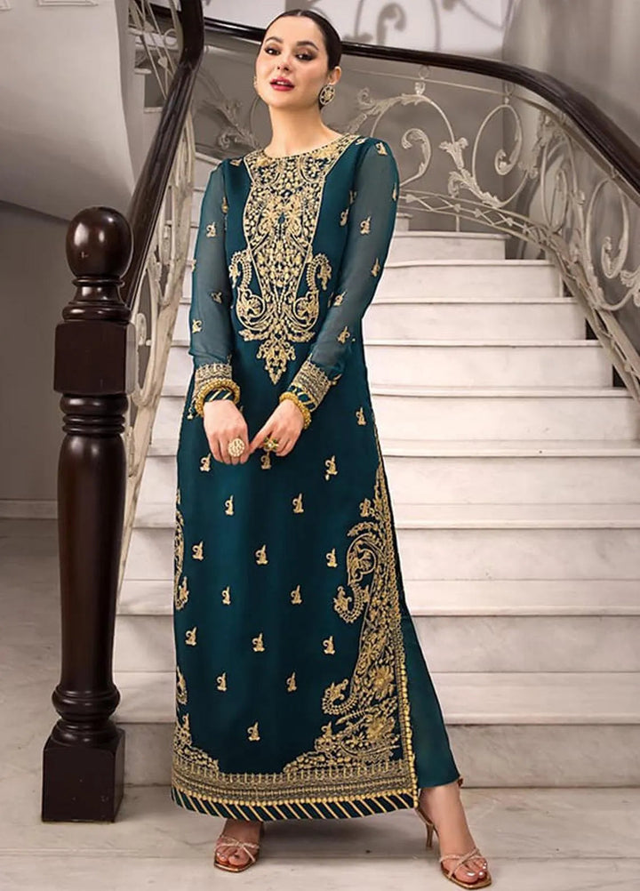 Zari Sitara By Asim Jofa Embroidered Chiffon Kurti Unstitched AJ23ZS AJZS-19 - Luxury Eid Collection