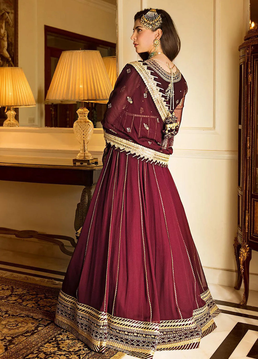 Zari Sitara By Asim Jofa Embroidered Chiffon Unstitched Suit 2 Piece AJ23ZS AJZS-05 - Luxury Eid Collection