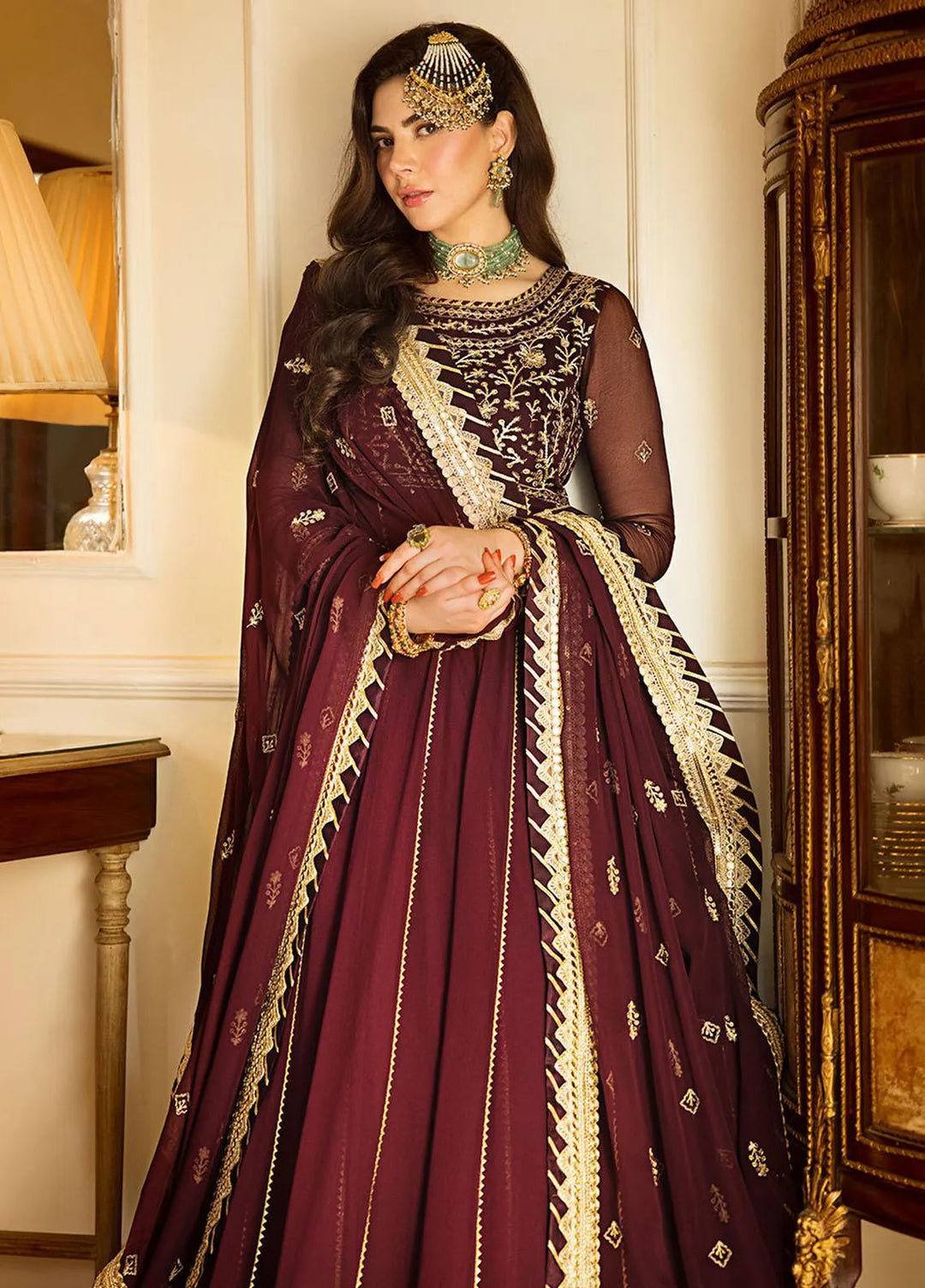 Zari Sitara By Asim Jofa Embroidered Chiffon Unstitched Suit 2 Piece AJ23ZS AJZS-05 - Luxury Eid Collection