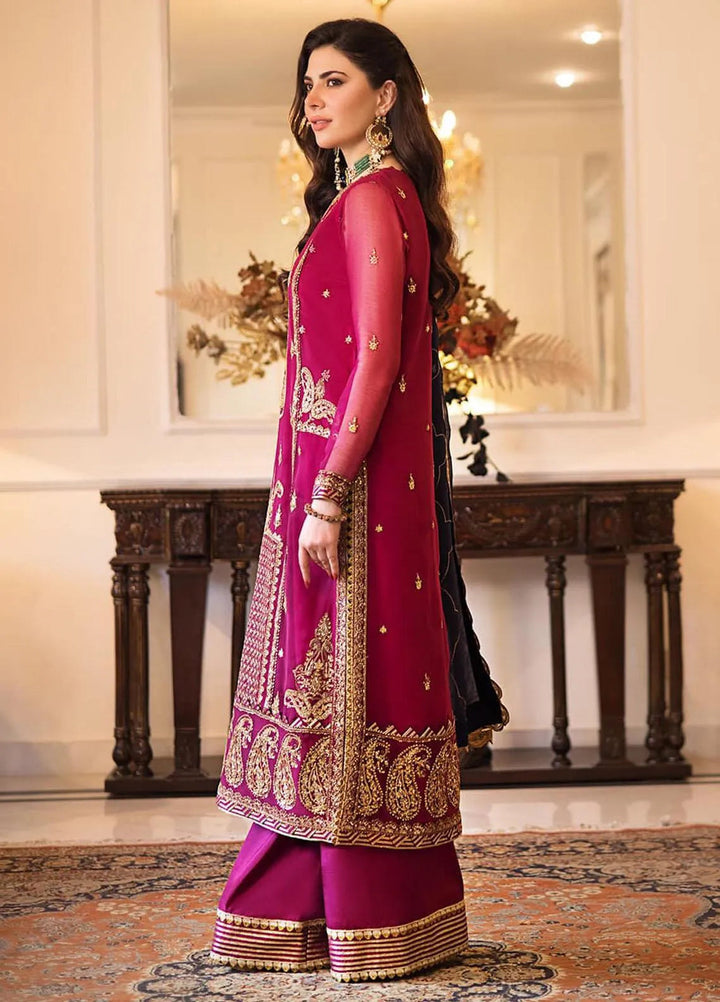 Zari Sitara By Asim Jofa Embroidered Chiffon Unstitched Suit 2 Piece AJ23ZS AJZS-16 - Luxury Eid Collection