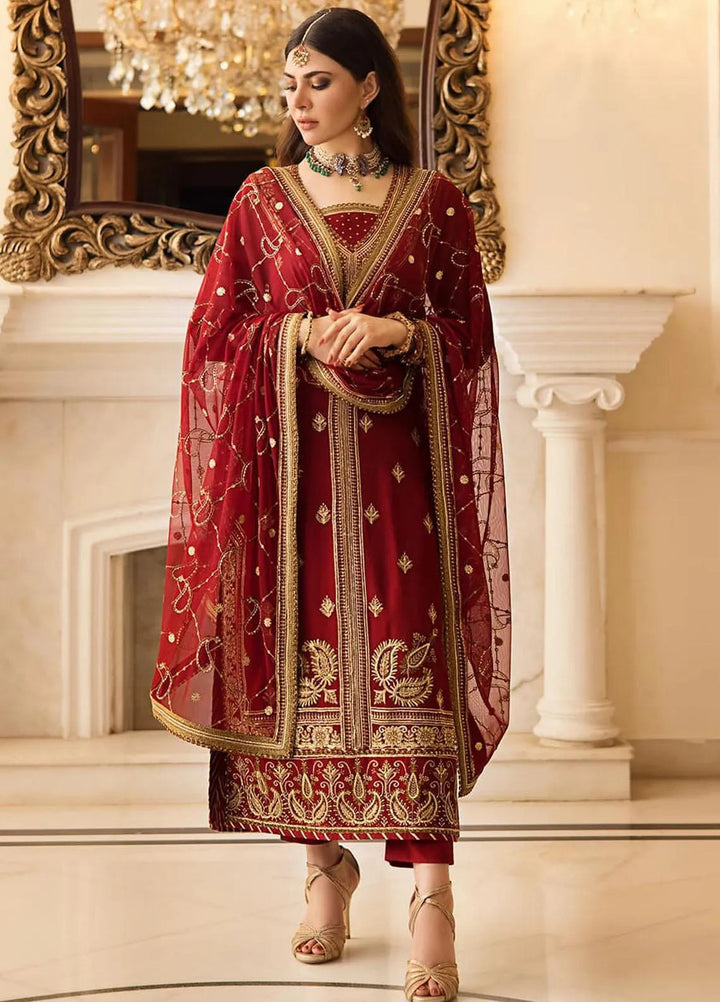 Zari Sitara By Asim Jofa Embroidered Chiffon Unstitched Suit 2 Piece AJ23ZS AJZS-21 - Luxury Eid Collection