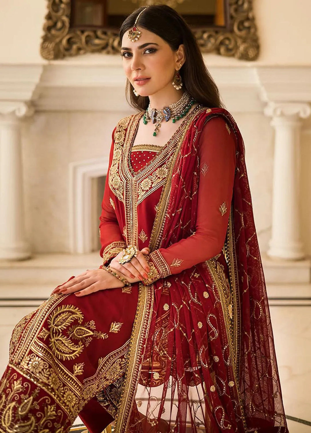 Zari Sitara By Asim Jofa Embroidered Chiffon Unstitched Suit 2 Piece AJ23ZS AJZS-21 - Luxury Eid Collection