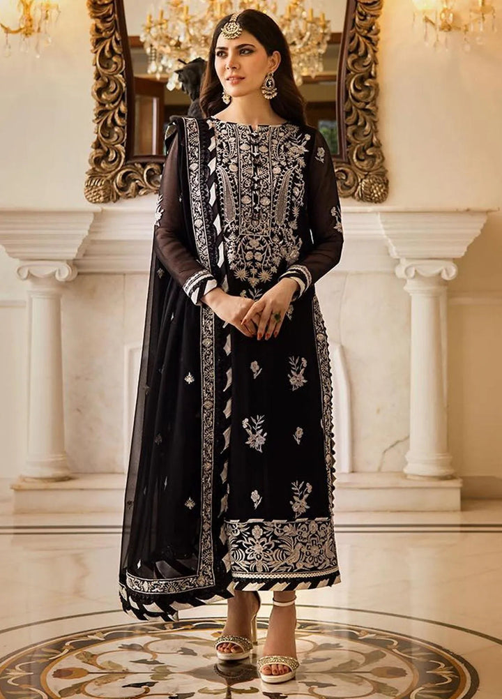 Zari Sitara By Asim Jofa Embroidered Chiffon Unstitched Suit 3 Piece AJ23ZS AJZS-02 - Luxury Eid Collection