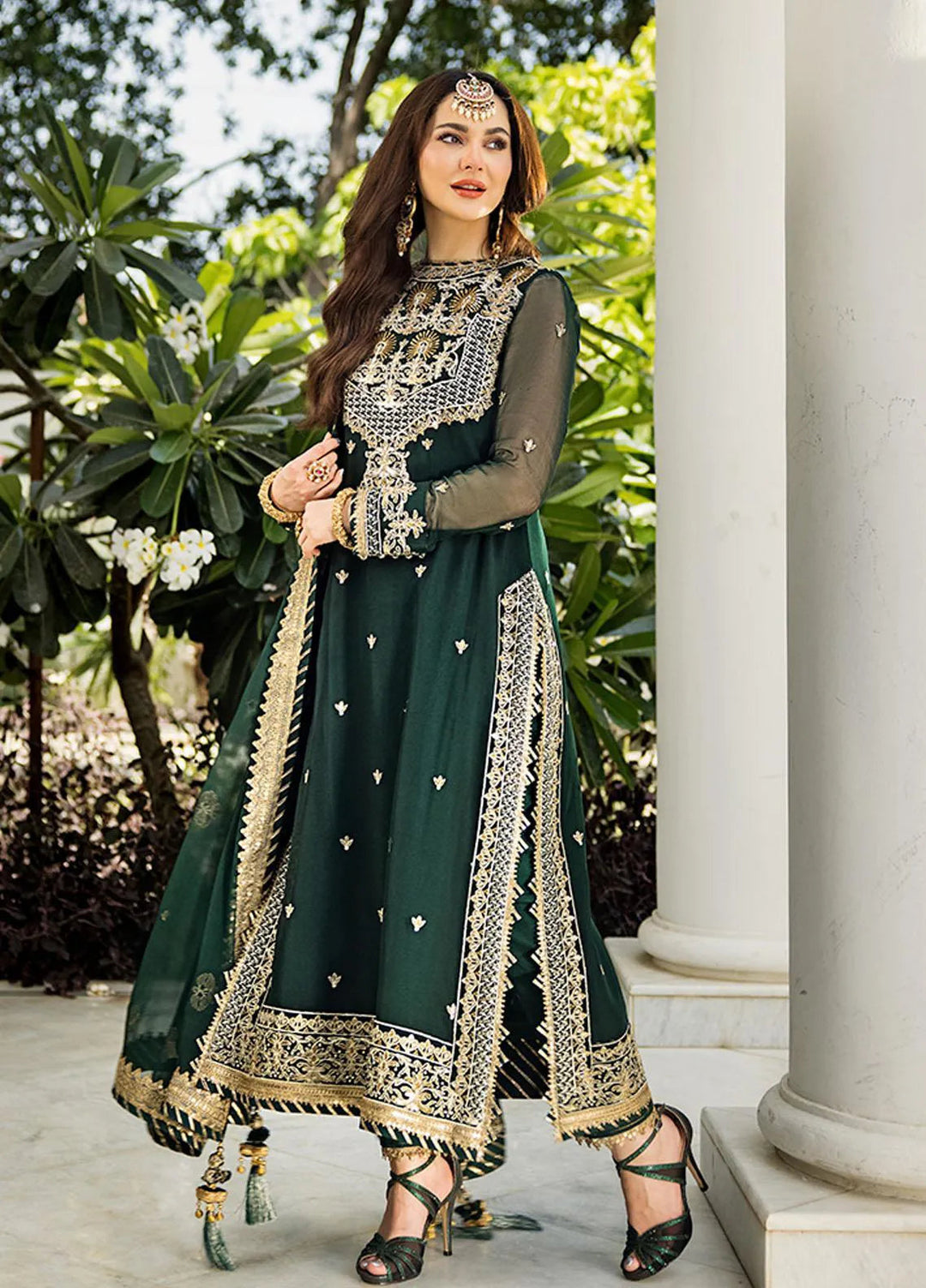 Zari Sitara By Asim Jofa Embroidered Chiffon Unstitched Suit 3 Piece AJ23ZS AJZS-04 - Luxury Eid Collection