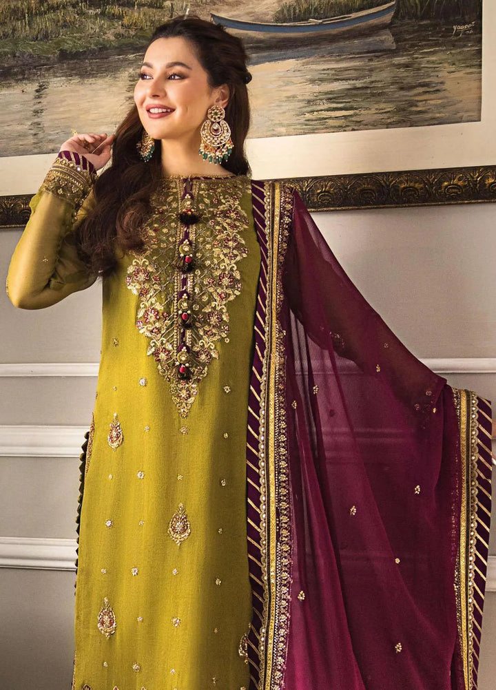 Zari Sitara By Asim Jofa Embroidered Chiffon Unstitched Suit 3 Piece AJ23ZS AJZS-06 - Luxury Eid Collection