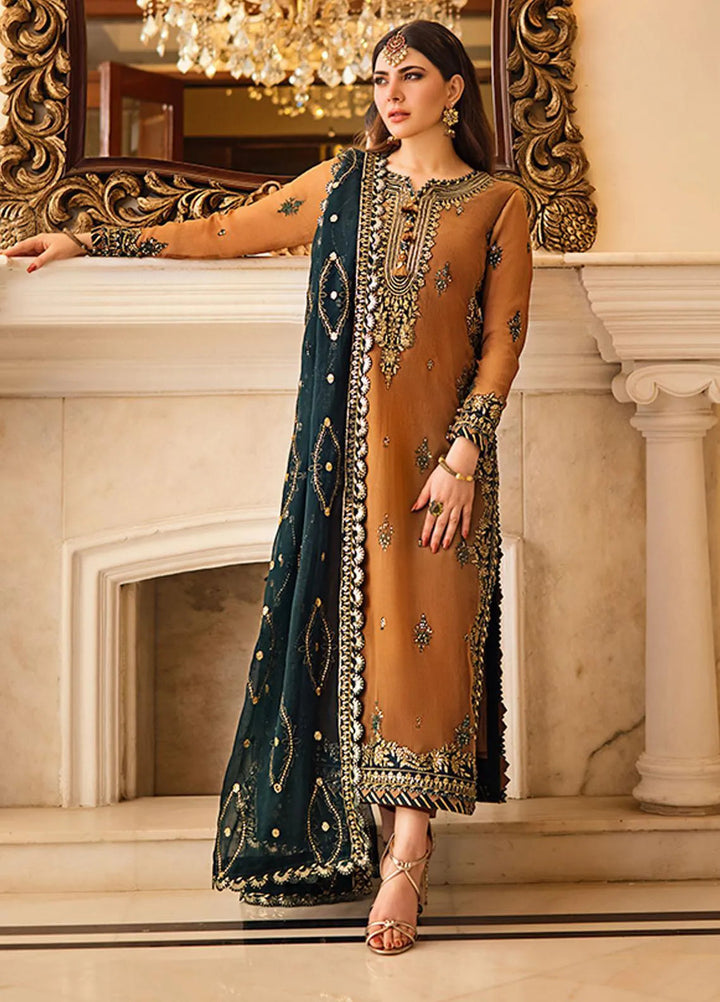 Zari Sitara By Asim Jofa Embroidered Chiffon Unstitched Suit 3 Piece AJ23ZS AJZS-09 - Luxury Eid Collection