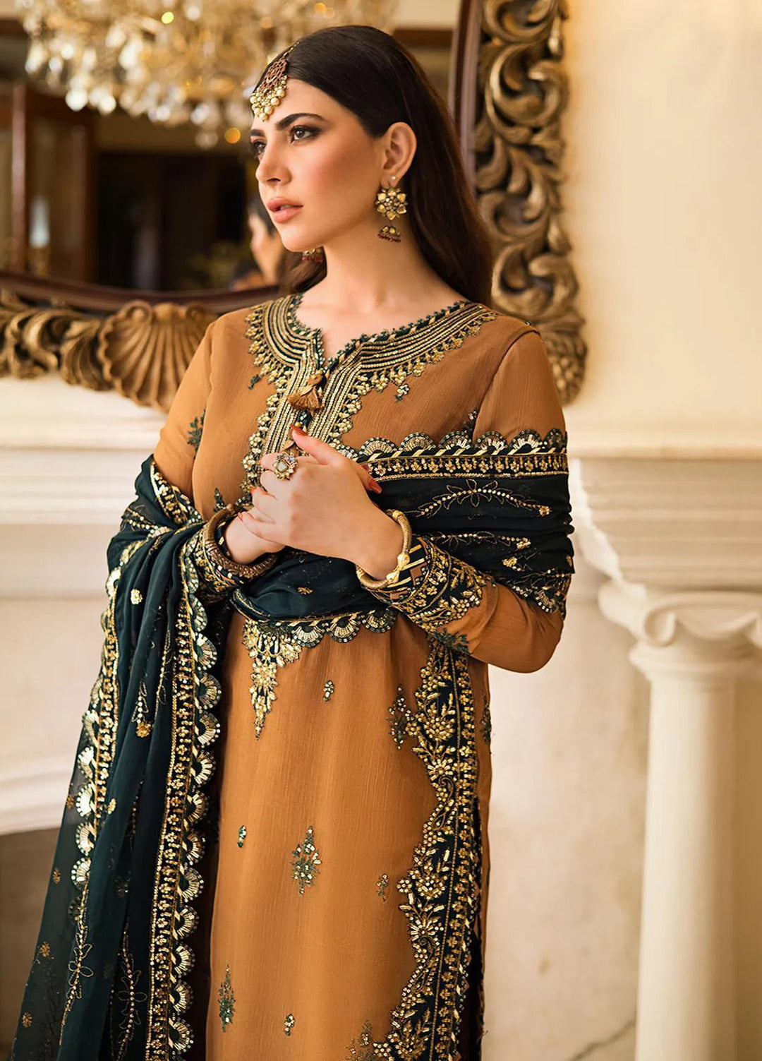 Zari Sitara By Asim Jofa Embroidered Chiffon Unstitched Suit 3 Piece AJ23ZS AJZS-09 - Luxury Eid Collection