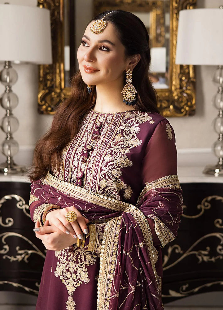 Zari Sitara By Asim Jofa Embroidered Chiffon Unstitched Suit 3 Piece AJ23ZS AJZS-23 - Luxury Eid Collection