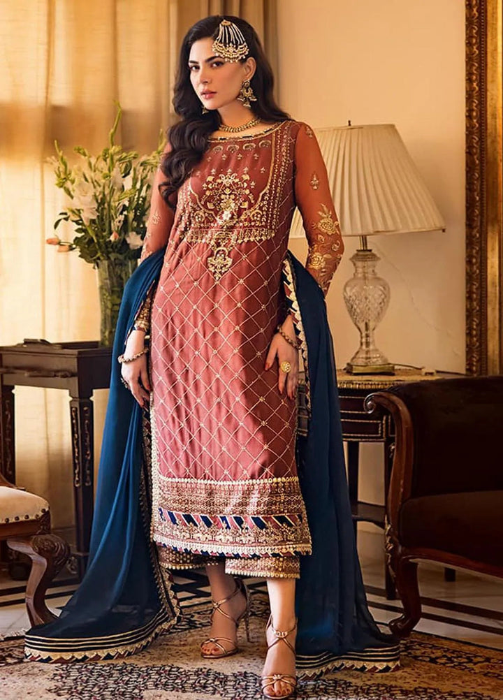 Zari Sitara By Asim Jofa Embroidered Chiffon Unstitched Suit 3 Piece AJ23ZS AJZS-29 - Luxury Eid Collection