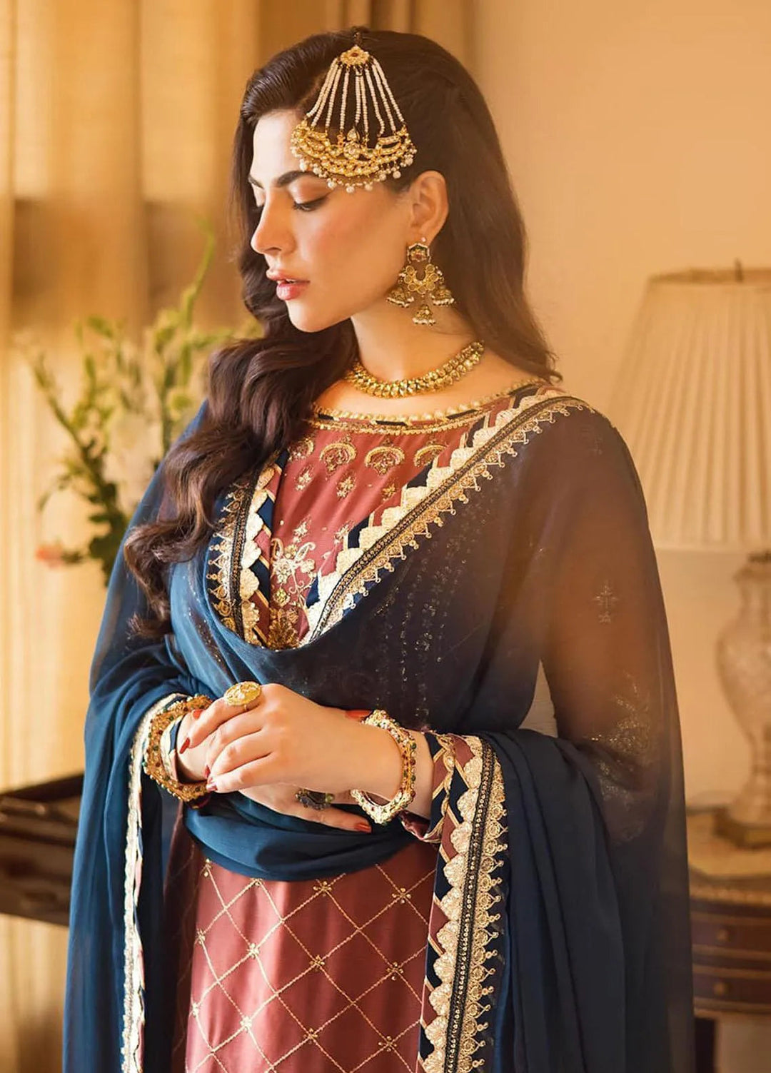 Zari Sitara By Asim Jofa Embroidered Chiffon Unstitched Suit 3 Piece AJ23ZS AJZS-29 - Luxury Eid Collection