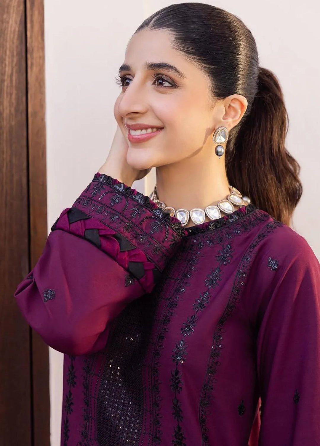 Zari Sitara By Asim Jofa Embroidered Cotton Kurti Unstitched AJ23ZS AJZS-01 - Luxury Eid Collection