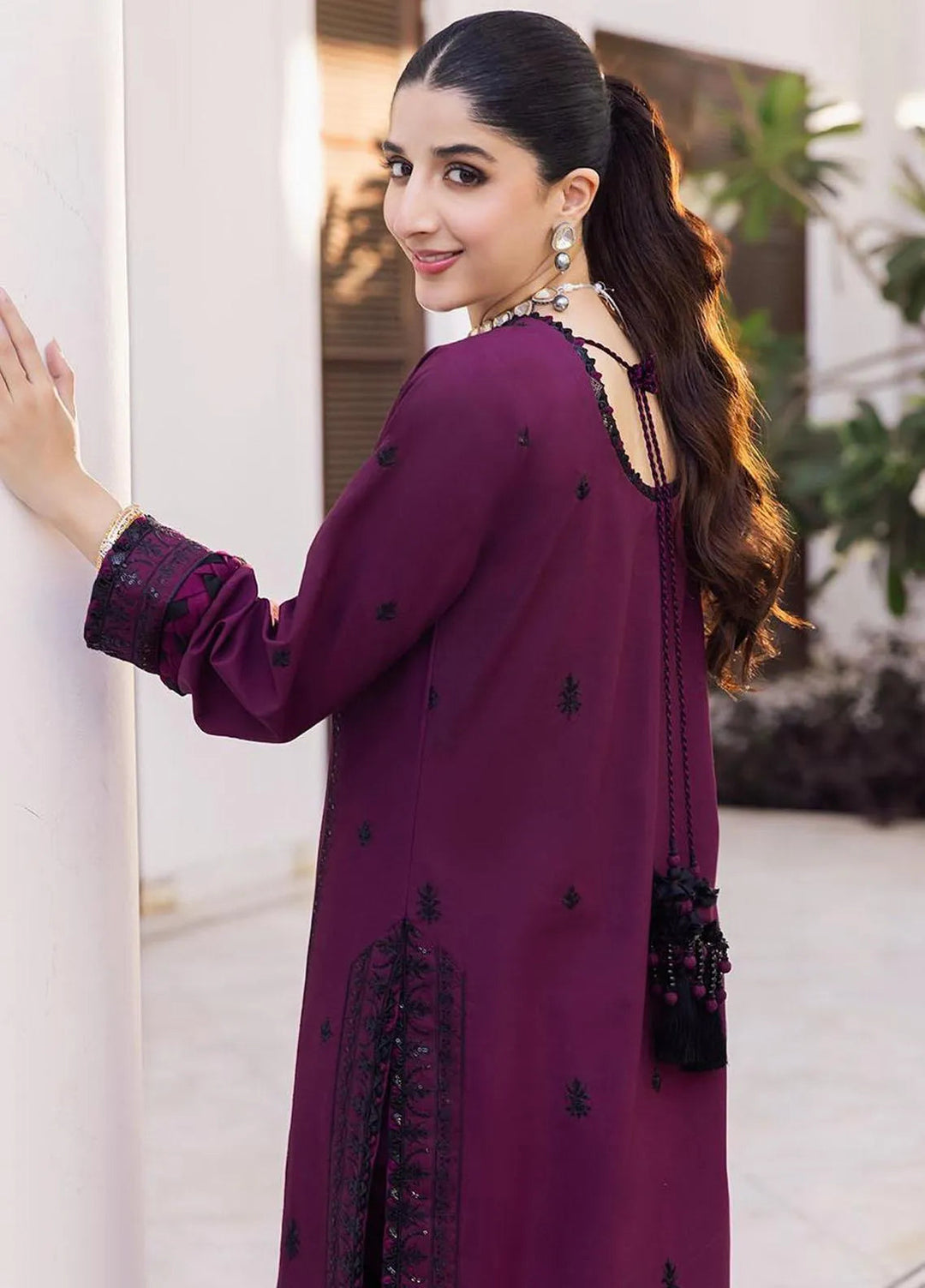 Zari Sitara By Asim Jofa Embroidered Cotton Kurti Unstitched AJ23ZS AJZS-01 - Luxury Eid Collection