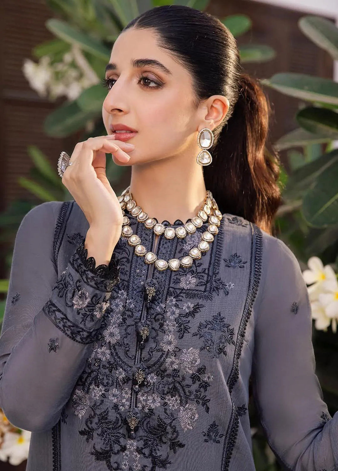 Zari Sitara By Asim Jofa Embroidered Cotton Kurti Unstitched AJ23ZS AJZS-07 - Luxury Eid Collection